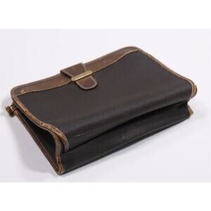 Dunhill Vintage Unisex Gray Brown Leather PVC Small Clutch Bag